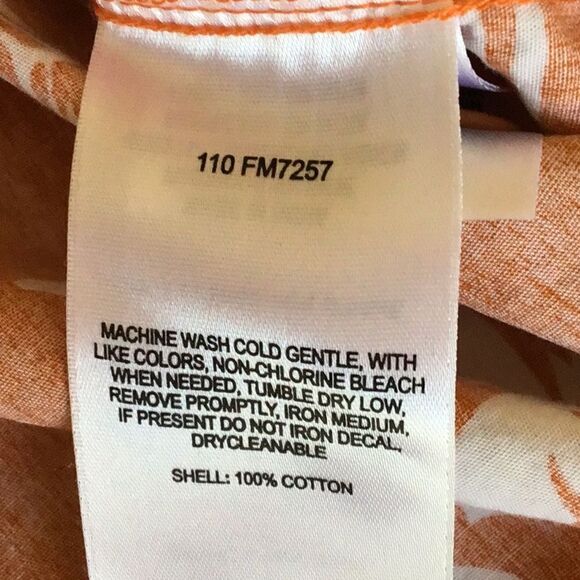 Columbia Orange Tropical Fish Cotton Button Down Short Sleeve Shirt - Picture 16 of 16